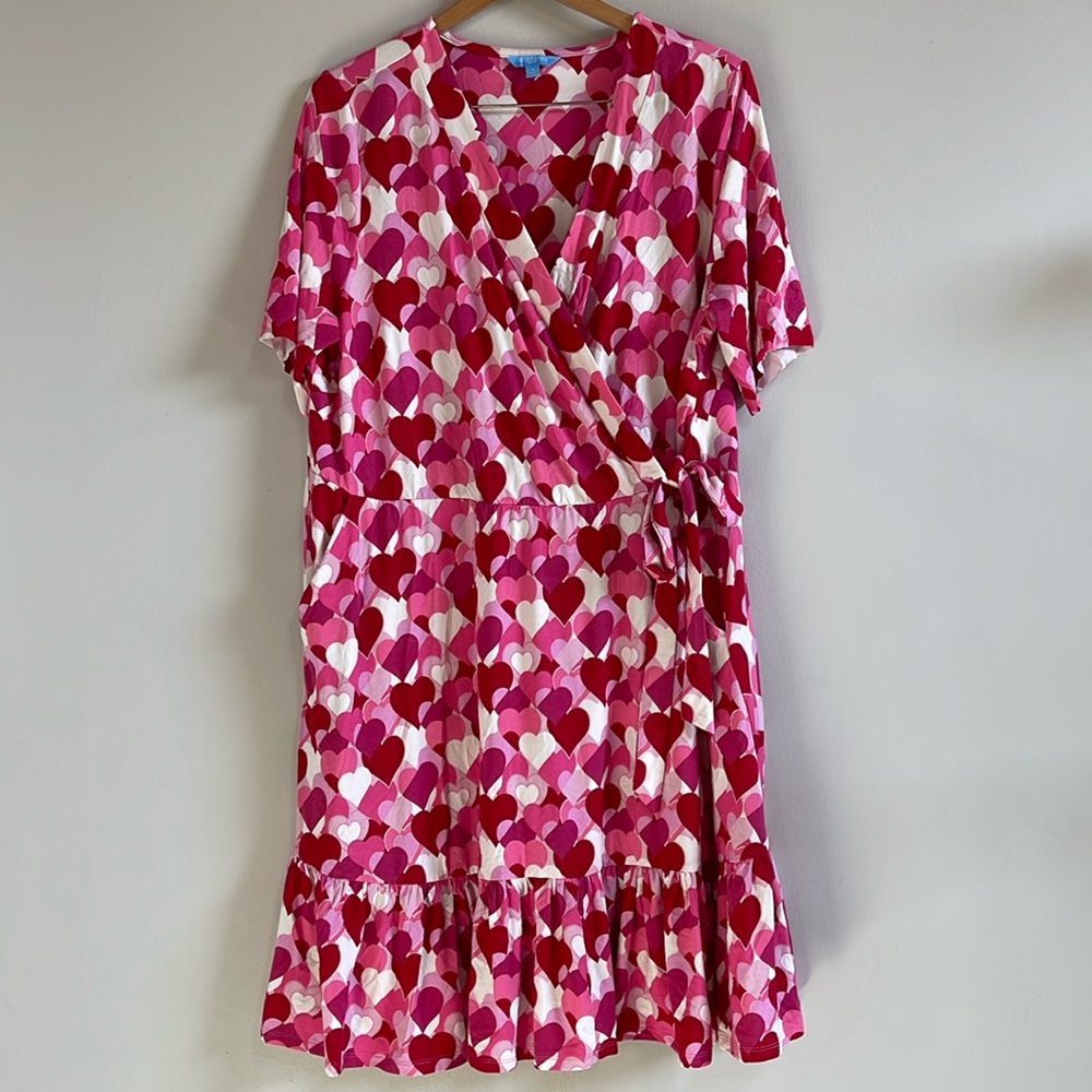Draper James Pink and Red Heart Midi Dress
